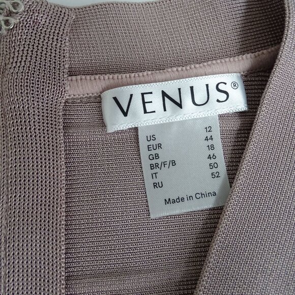 Venus Sleeveless Fringe Hem Knit Flapper Dress Mauve Women Size 12 Party NEW - Picture 6 of 14